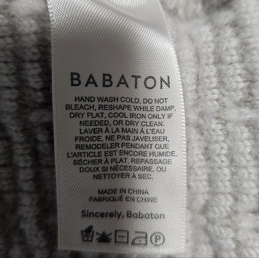 BABATON Lacer Cardigan 100% Merino Wool Grey White Tweed Knit Size S - Picture 10 of 11